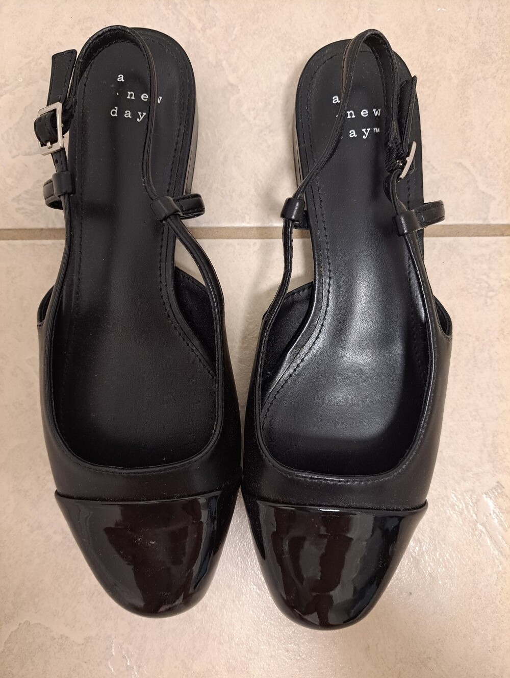a new day Black Patent-Toe Slingback Flats